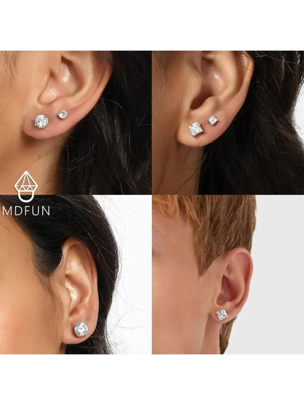 6 Pairs Stainless Steel Stud Earrings for Men & Women - Hypoallergenic Fashion
